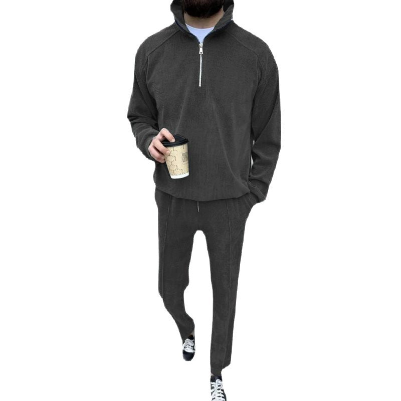 Herren lässiger Reißverschluss-Pullover mit passender Jogginghose Echoarchiv