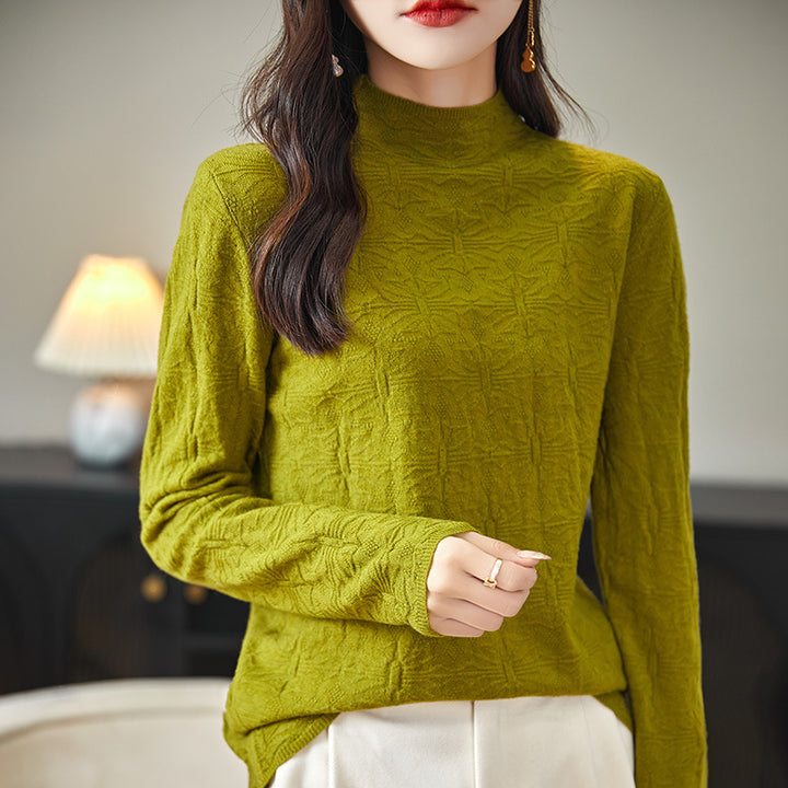 Damen Strukturiertes Feinstrick-Longsleeve mit Stehkragen und kastiger Silhouette Echoarchiv