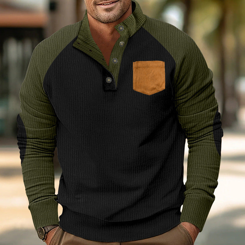 Herren gemütlicher Langarm-Pullover mit modischen Kontrastdetails Echoarchiv