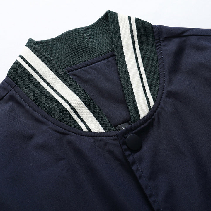 Herren Varsity-Bomberjacke im Retro-College-Stil mit kontrastärmeln und gestreiften Rippbündchen Echo Archiv