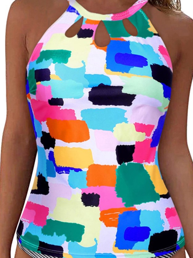 Damen Sportliches Tankini-Oberteil mit modischem Rundhalsausschnitt und Cut-Outs Echo Archiv