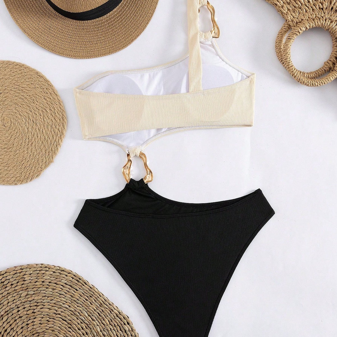 Damen Einseitiger Bikini mit modischem Ringdetail Echo Archiv
