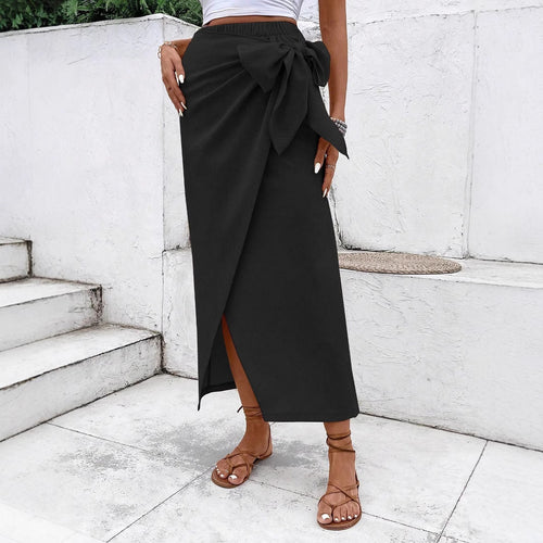 Damen Eleganter Wickelrock mit Schleifendetail Echo Archiv