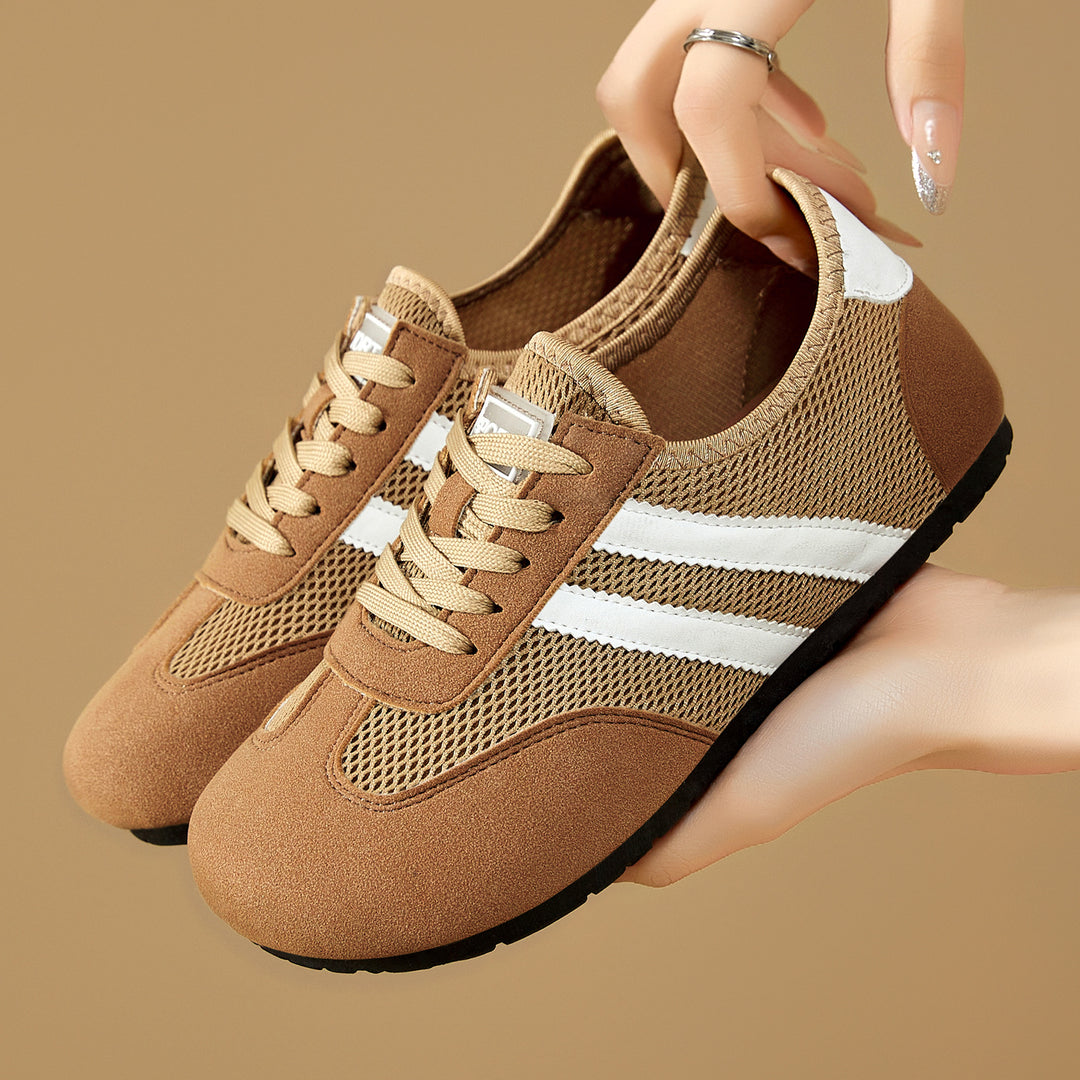 Damen nan retro-sportlicher Low-Top Sneaker mit atmungsaktivem Mesh, Veloursüberzügen und rutschfester Gummilaufsohle Echo Archiv