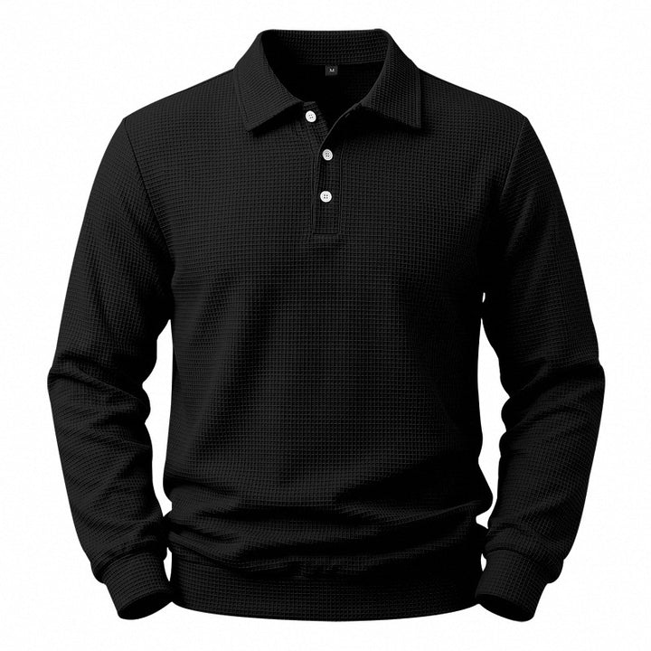 Herren Langarm-Poloshirt mit Waffelstruktur und Baumwollmix Echoarchiv