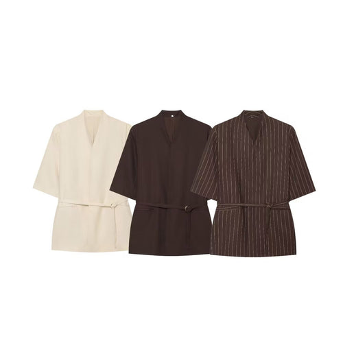 Damen Kimono-Minikleid mit Wickelgürtel und V-Ausschnitt Echo Archiv
