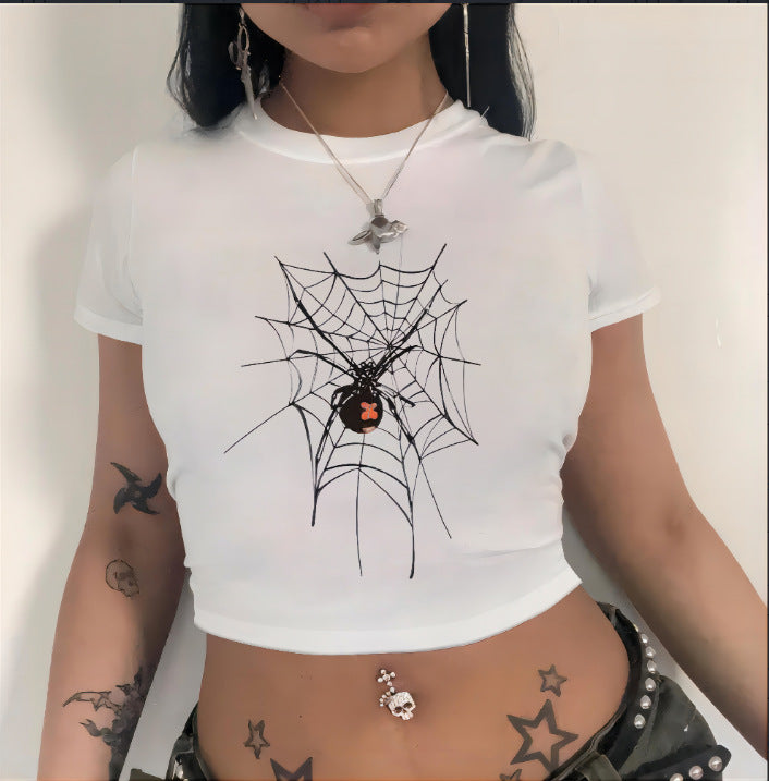 Damen Crop-Top mit innovativem Spinnen-Netz-Design Echo Archiv
