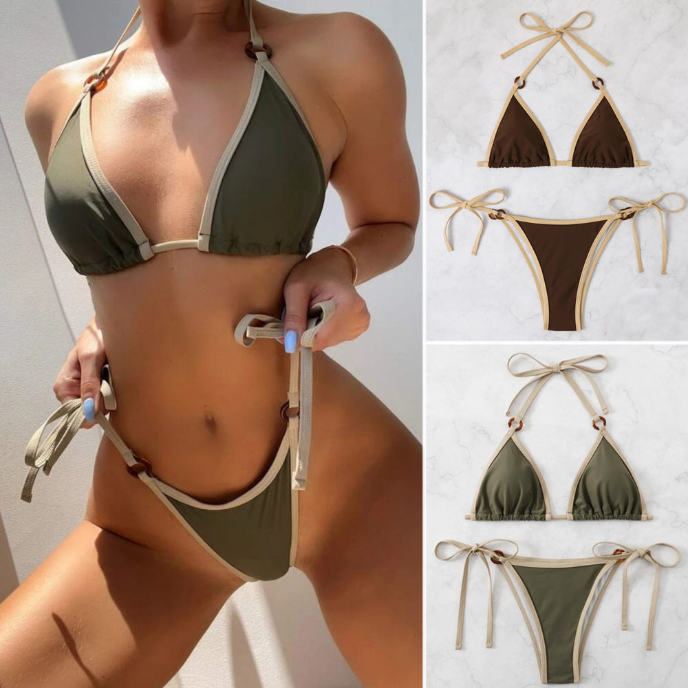 Damen Triangel-Bikini mit verstellbaren Trägern und Ringdetails Echo Archiv