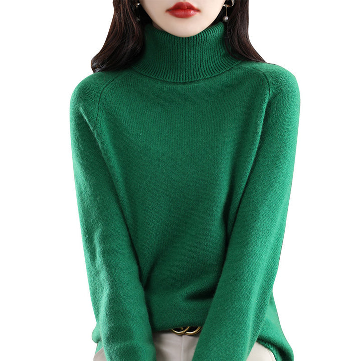Damen Weicher Hochkragen-Pullover aus flauschigem Wollmix mit Raglanärmeln Echoarchiv