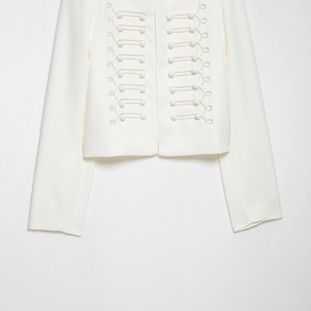 Damen Korddetail-Bolerojacke mit Stehkragen und Paraderiegel-Optik Echo Archiv