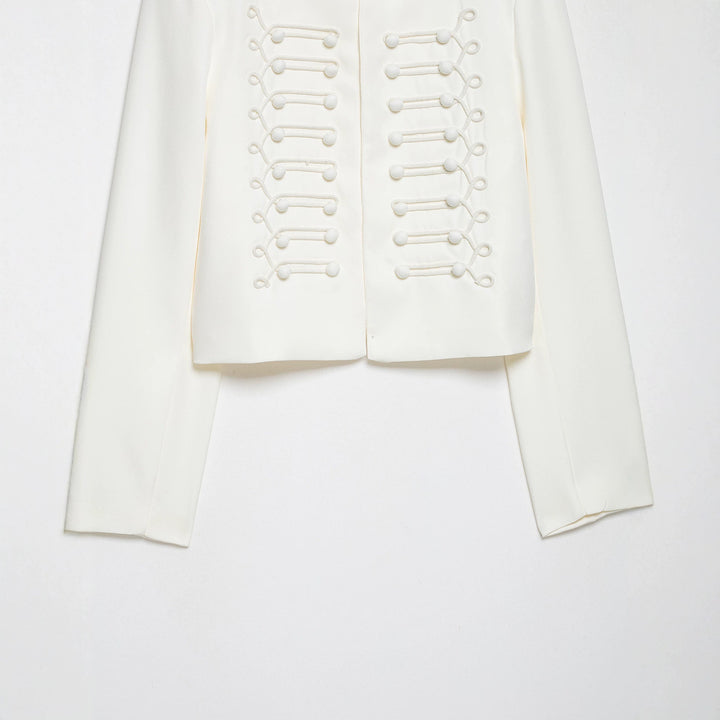 Damen Korddetail-Bolerojacke mit Stehkragen und Paraderiegel-Optik Echo Archiv