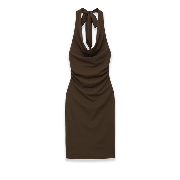 Damen Midikleid mit Neckholder, Wasserfall‑Cowl‑Ausschnitt und seitlicher Raffung Echo Archiv