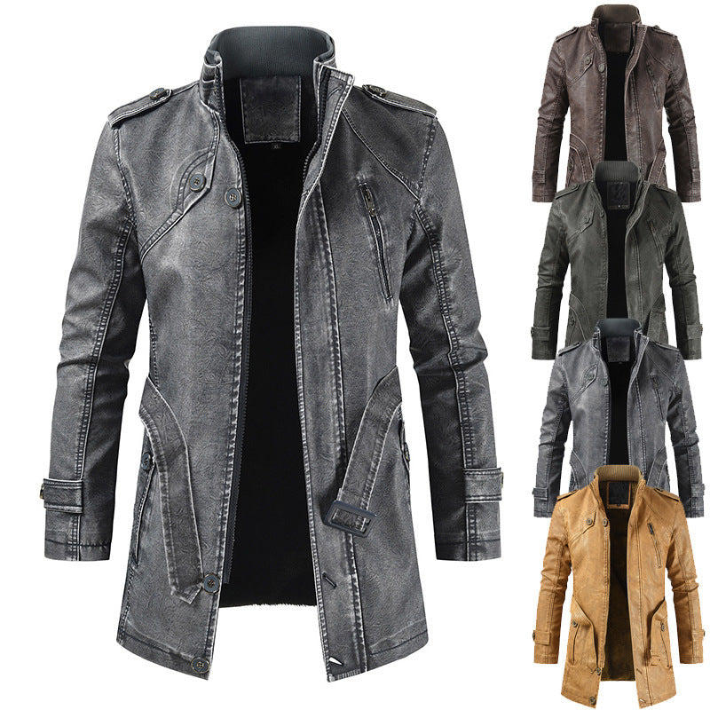 Herren modische Biker-Lederjacke mit asymmetrischem Reißverschluss und praktischen Taschen Echoarchiv