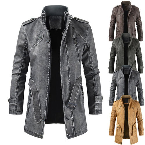 Herren modische Biker-Lederjacke mit asymmetrischem Reißverschluss und praktischen Taschen Echoarchiv