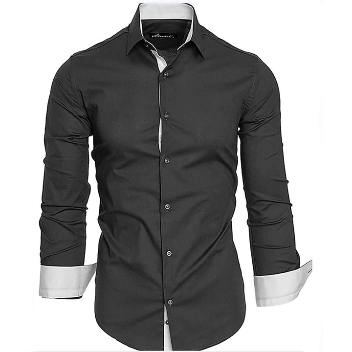 Herren elegantes Langarmhemd mit kontrastierenden Manschetten Echoarchiv