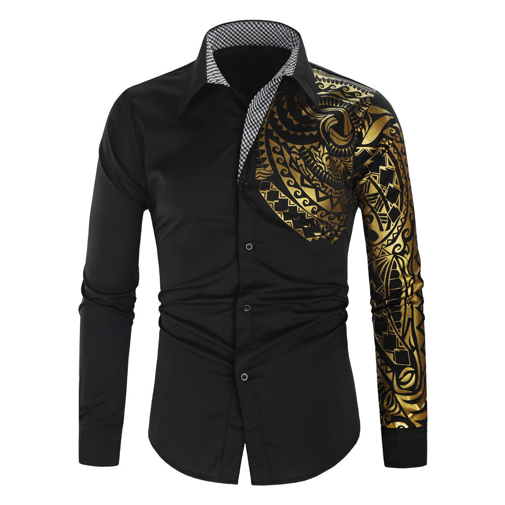 Herren modisches Langarmhemd mit floralem Design und elegantem Mustermix Echoarchiv