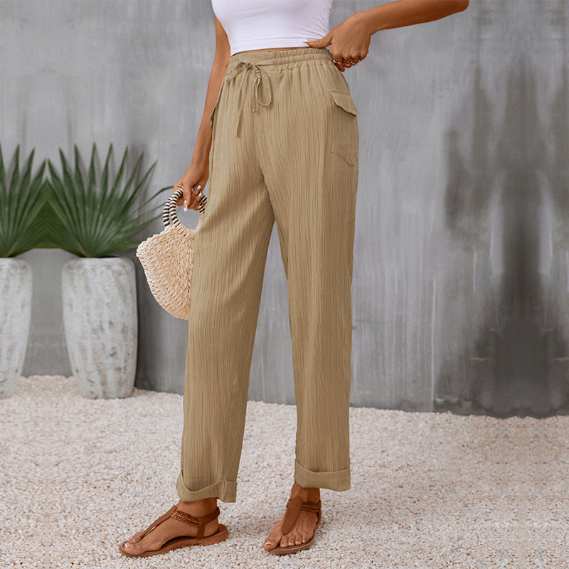 Damen Lässige Sommerhose mit Gummizug und Seitentaschen Echo Archiv