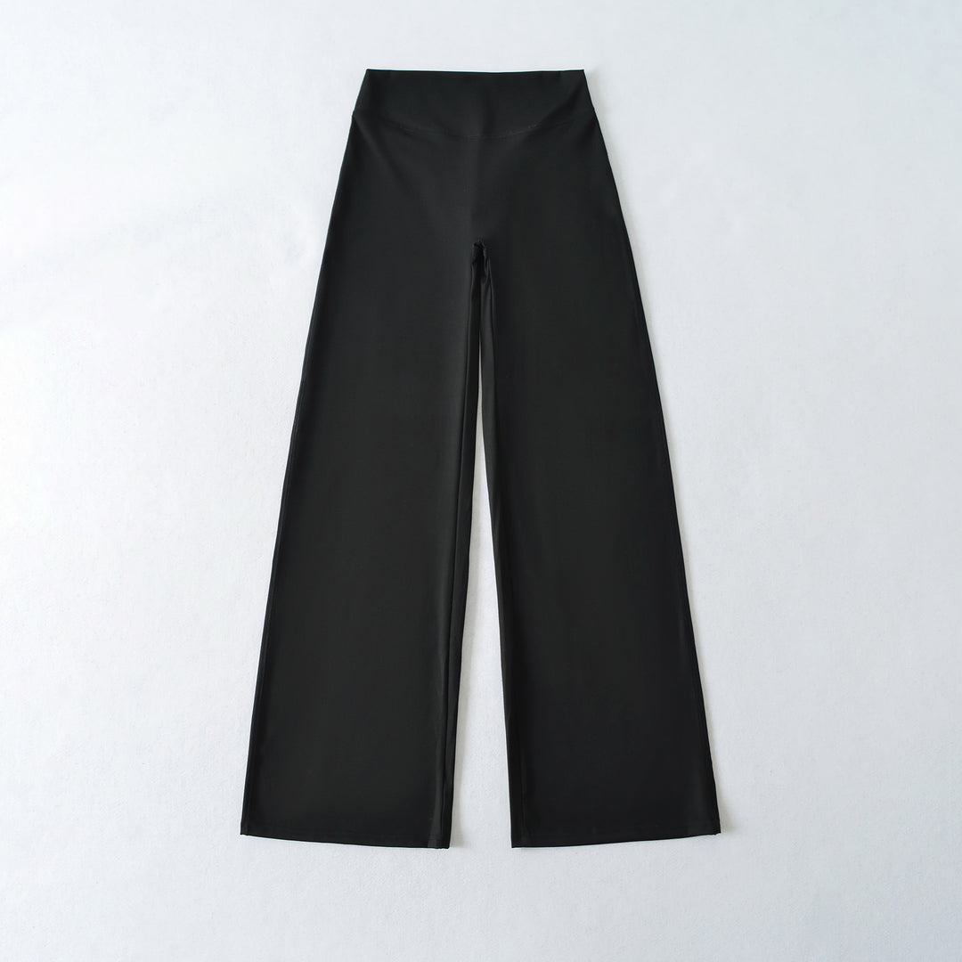 Damen Weite High Waist Loungehose aus Stretchjersey mit fließendem Schlag Echoarchiv