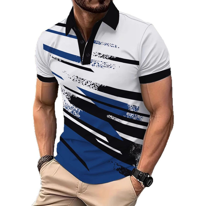 Herren Kurzarm Poloshirt mit dynamischem Streifenmuster Echoarchiv