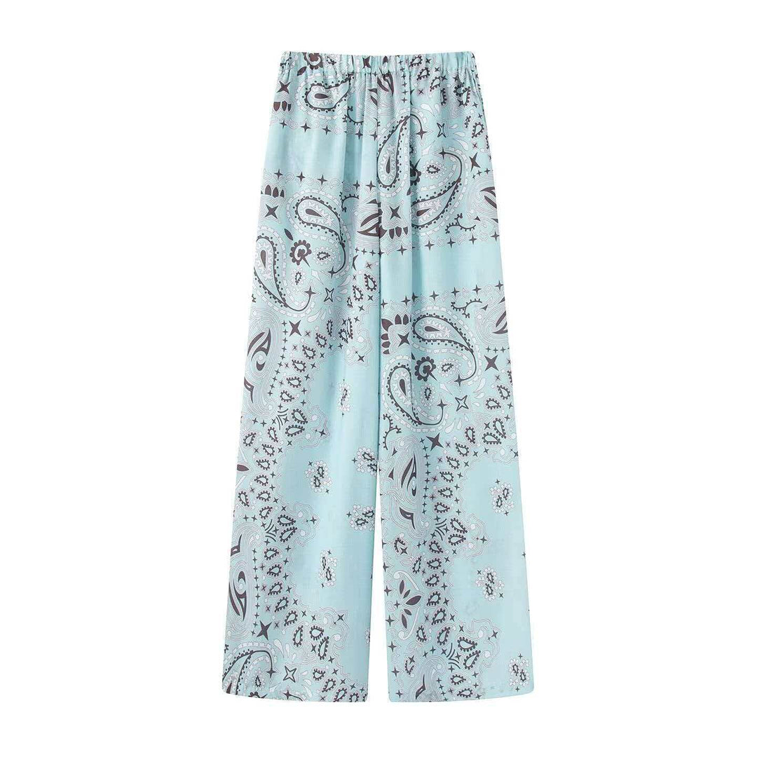 Damen nan weit geschnittene Palazzo-Hose mit Paisley-Print und elastischem Bund Echo Archiv