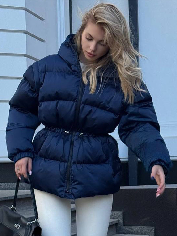 Damen Wattierte Kapuzen‑Steppjacke mit Taillen‑Kordelzug und Boxy‑Ärmeln Echoarchiv