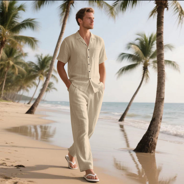 Herren lässiges Strandoutfit aus atmungsaktivem Leinen Echoarchiv