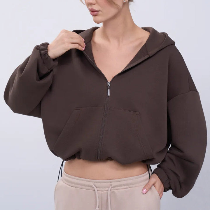 Damen Modischer cropped Zip-Hoodie Echo Archiv