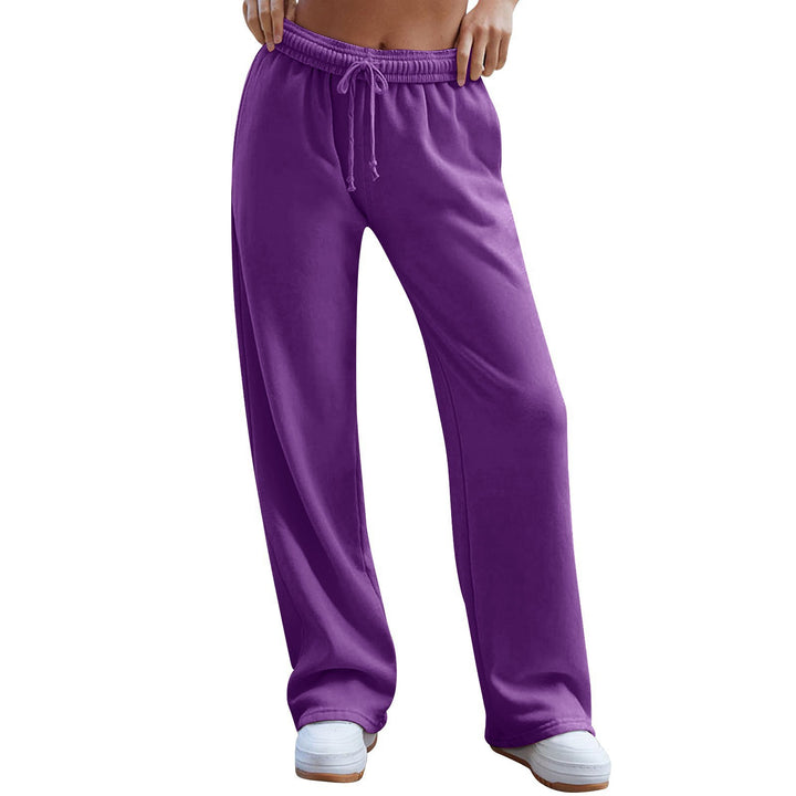 Damen weite Komfort-Loungehose mit hochgeschnittener Taille, elastischem Bund und Kordelzug – Avélisse
