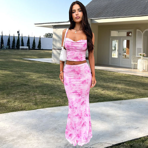 Damen Elegantes cropped Top und schwingende Maxi-Hose Set Echo Archiv