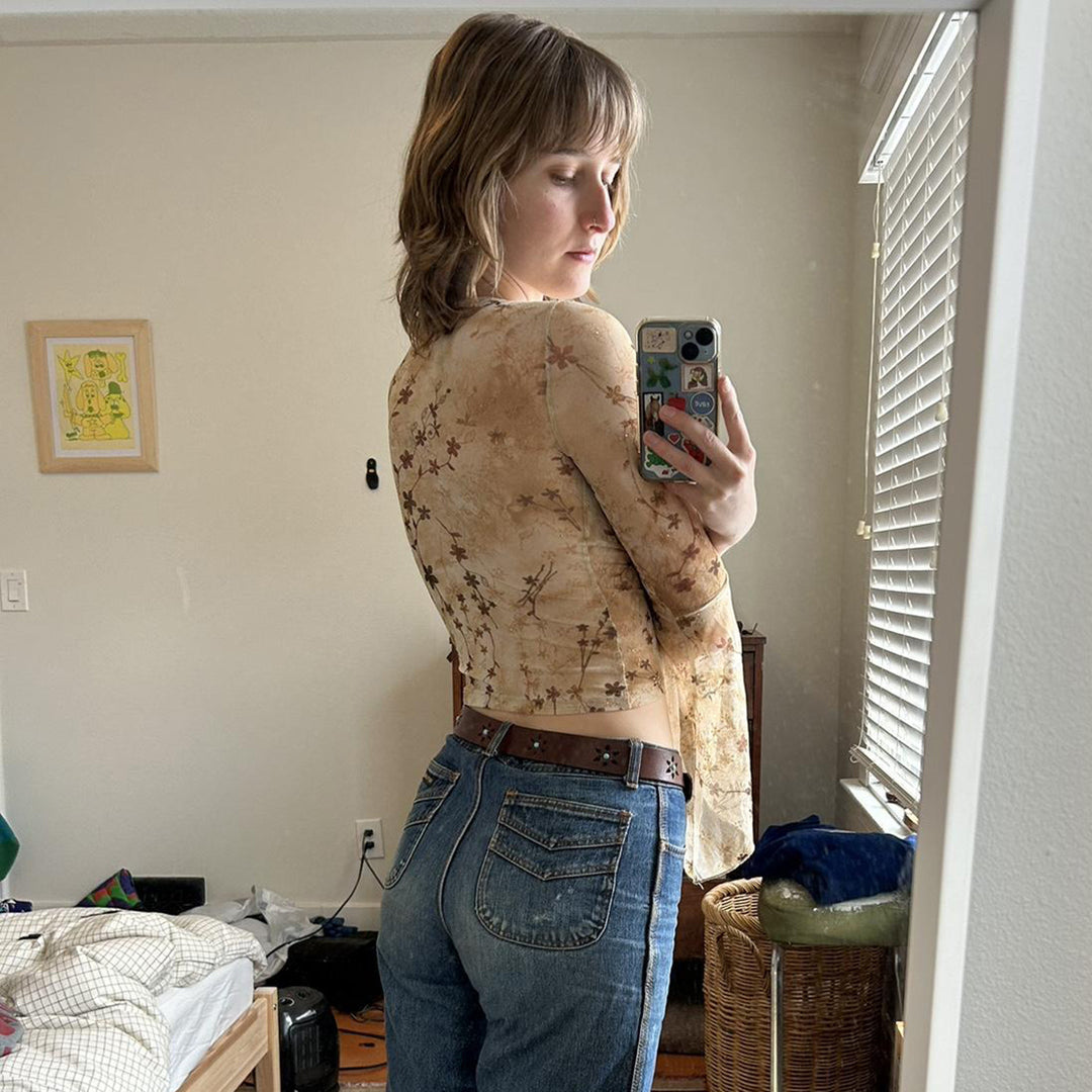 Damen Wickeloberteil mit voluminösen Ärmeln und floralem Print Echo Archiv