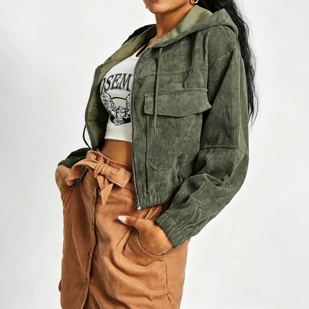 Damen Kurze Cordjacke mit Kapuze Echo Archiv