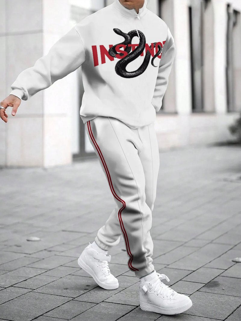 Herren Sportliches Sweatshirt mit modernem Zipper und grafischem Muster Echoarchiv