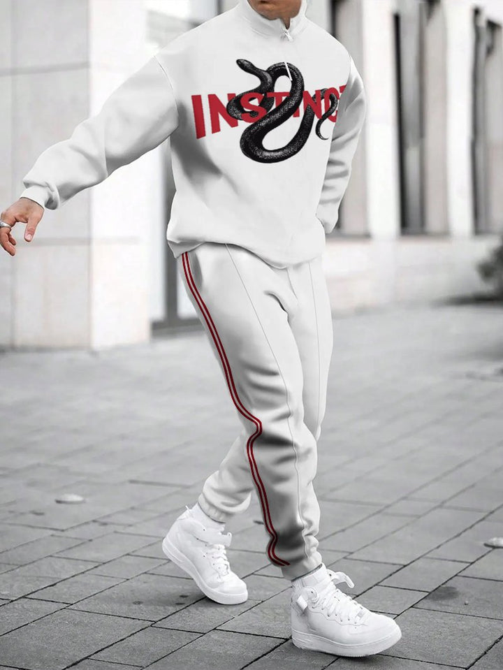 Herren Sportliches Sweatshirt mit modernem Zipper und grafischem Muster Echoarchiv