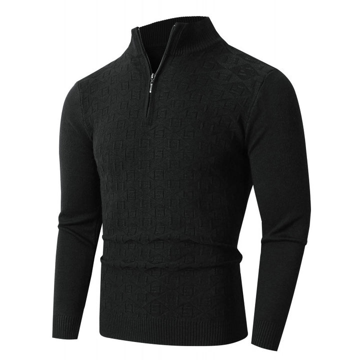 Herren Strickpullover mit modernem Zopfmuster und Halbreißverschluss Echoarchiv