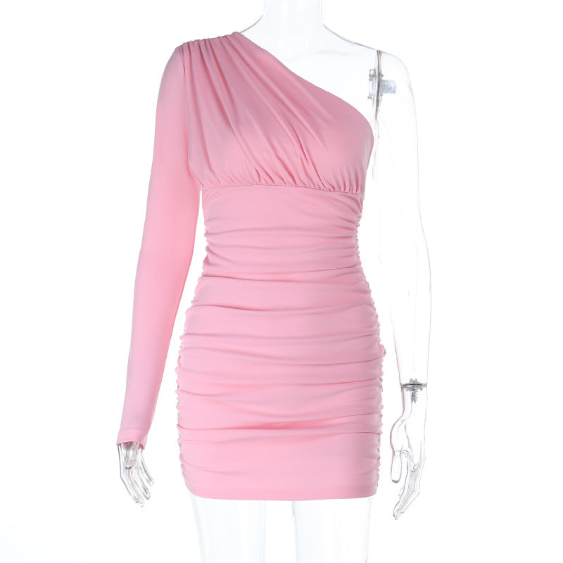 Damen schulterfreies Minikleid mit Rüschendetails und asymmetrischem Ausschnitt Echo Archiv