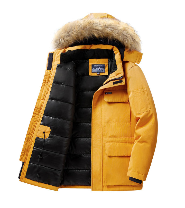 Herren Thermo-Parka mit abnehmbarer Kunstfellkapuze, winddicht und wasserabweisend – Marzano