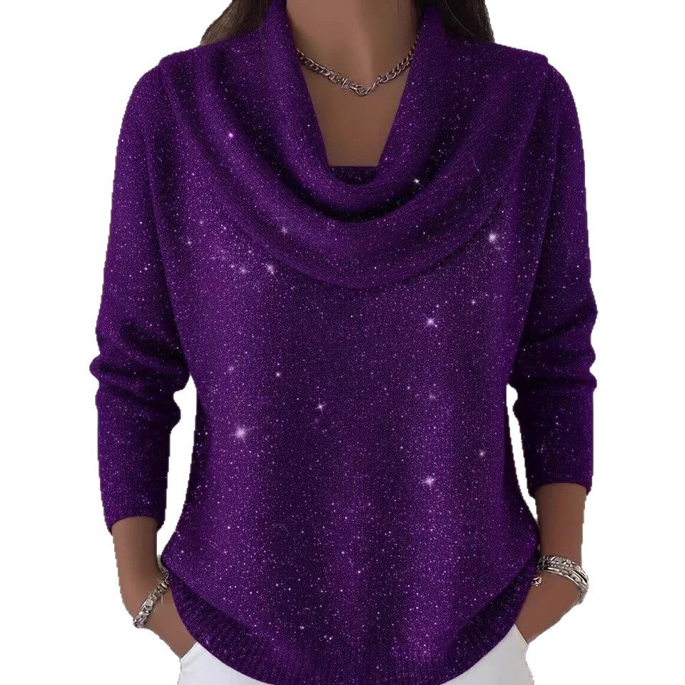 Damen Glitzernder Strickpullover mit Wasserfall-Ausschnitt Echo Archiv
