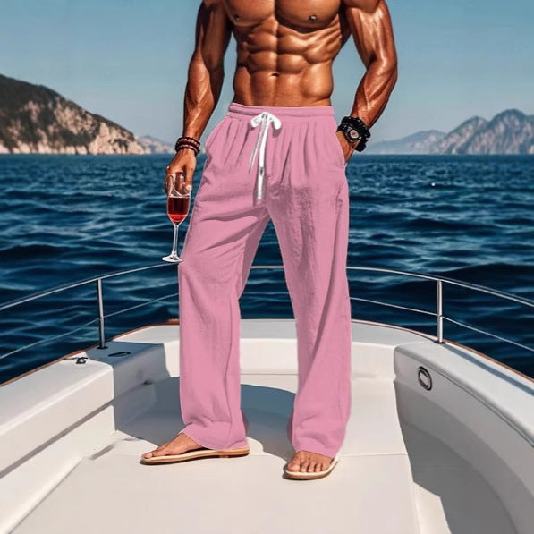 Herren lässige Strandhose mit elastischem Bund und seitlichen Taschen Echoarchiv