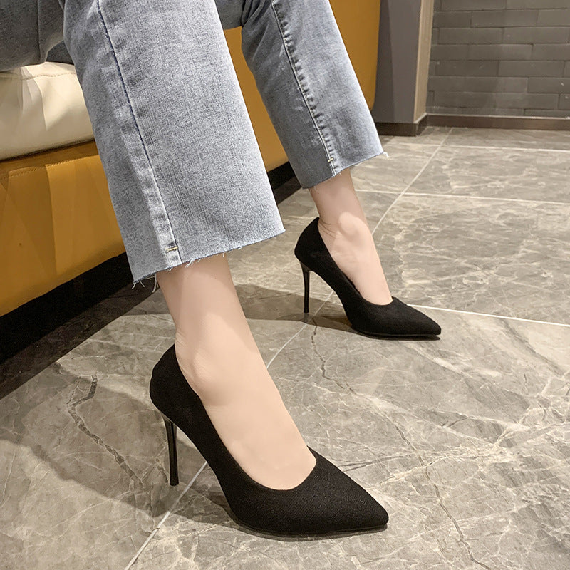 Damen nan spitze Veloursleder-Optik Pumps mit gepolstertem Fußbett und schlankem Stilettoabsatz Echo Archiv
