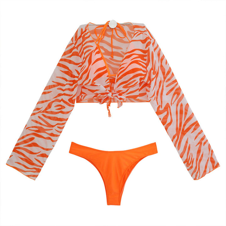 Damen Bikiniset mit schickem transparentem Wickeloberteil und hohem Hosenbund Echo Archiv