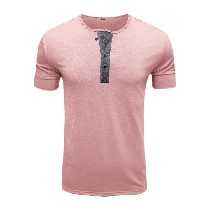 Herren Kurzarm-Henley Shirt mit modischen Knopfdetails Echoarchiv