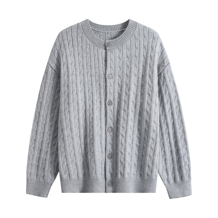Damen Grobstrick-Cardigan mit Zopfmuster, Rundhalsausschnitt & durchgehender Knopfleiste Echoarchiv