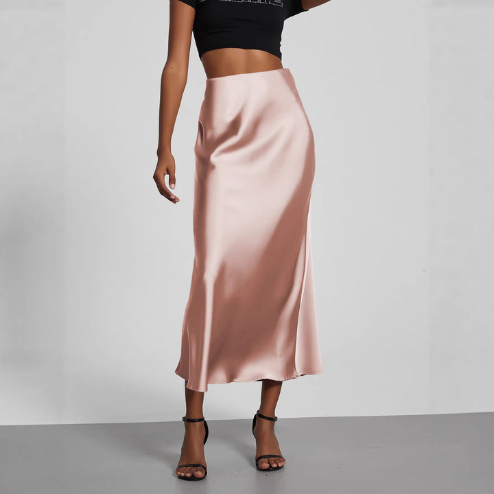 Damen Elegante und fließende Satin Maxiröcke Echo Archiv