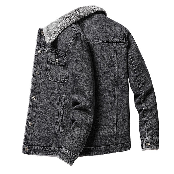 Herren Lässige Denimjacke mit Teddyfellkragen – Denvaro