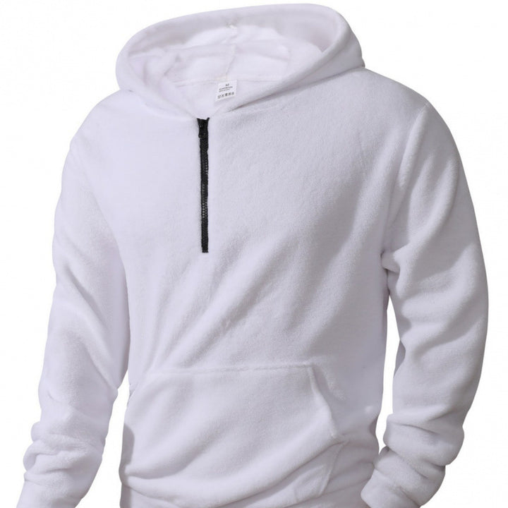 Herren Fleece Pullover mit halblangem Reißverschluss und Kapuze Echoarchiv