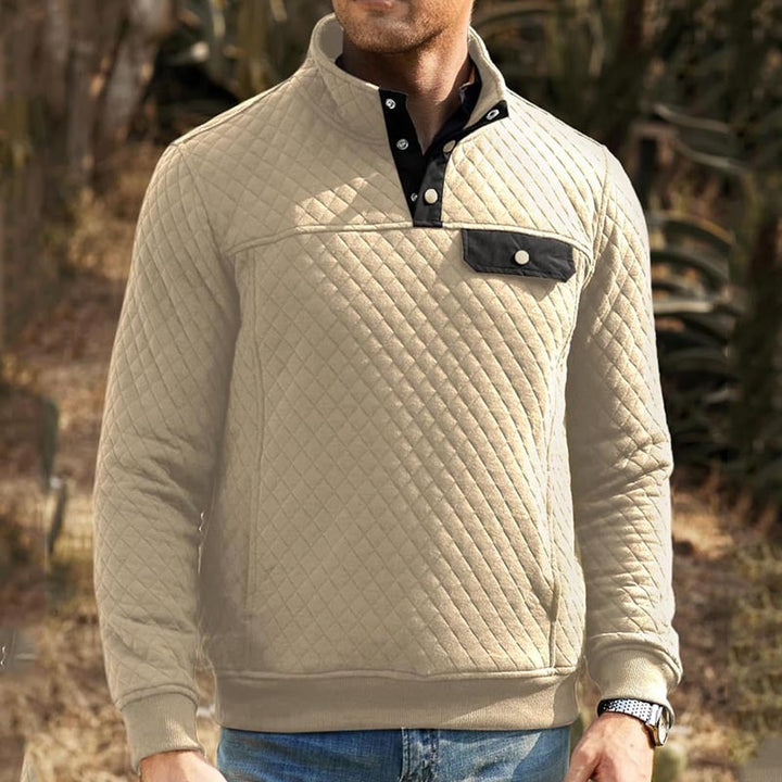 Herren Stepp-Sweatshirt mit Stehkragen, Halbreißverschluss und Brusttasche – Norvane
