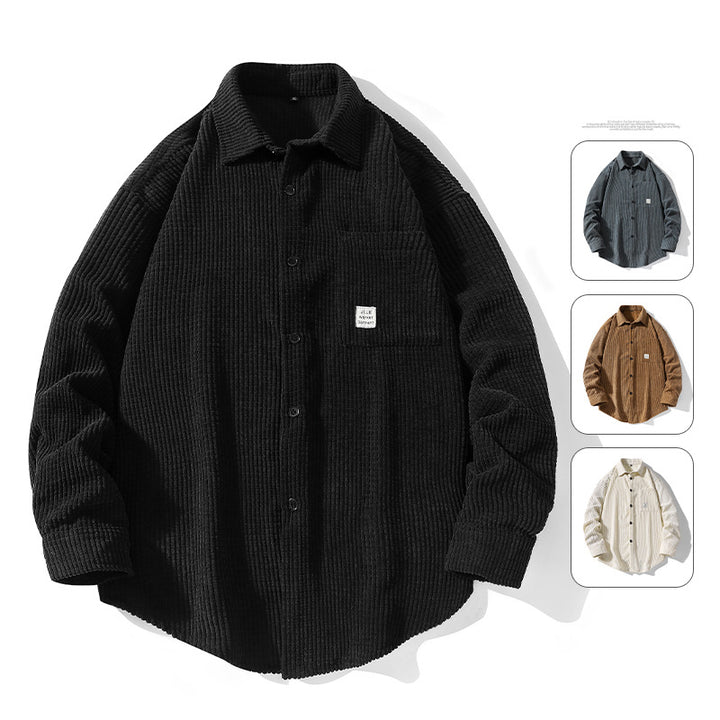 Herren gemütliche Hemdjacke aus strukturiertem Material Echoarchiv