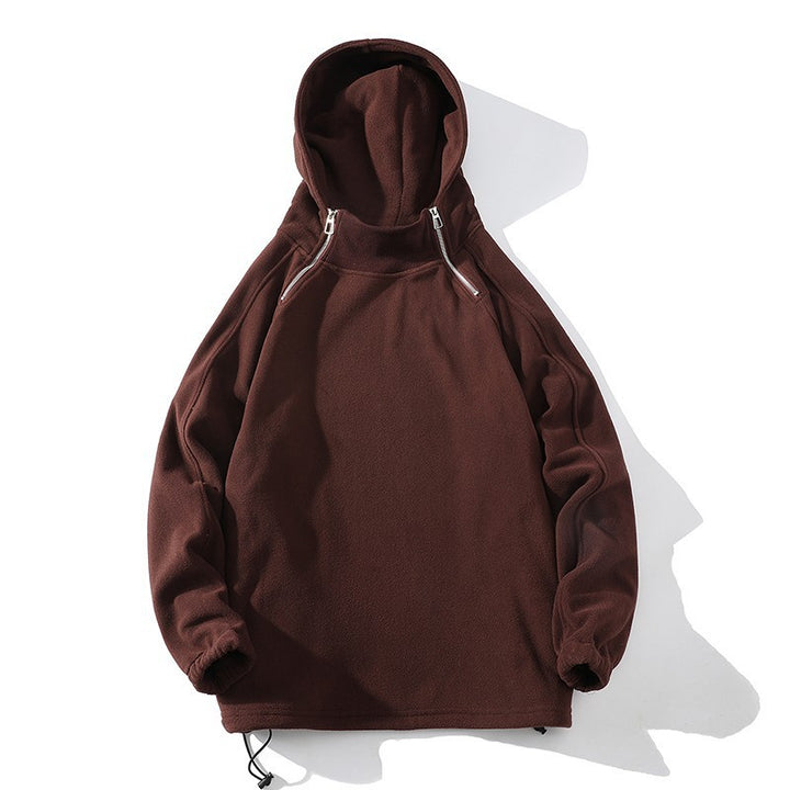 Herren Fleece Hoodie mit Reißverschluss und hohem Kragen Echoarchiv