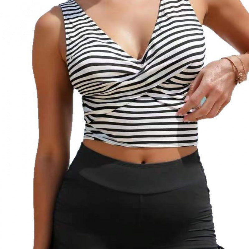 Damen Bikini-Set mit Raffung und trendigem Streifenmuster – Maréssa