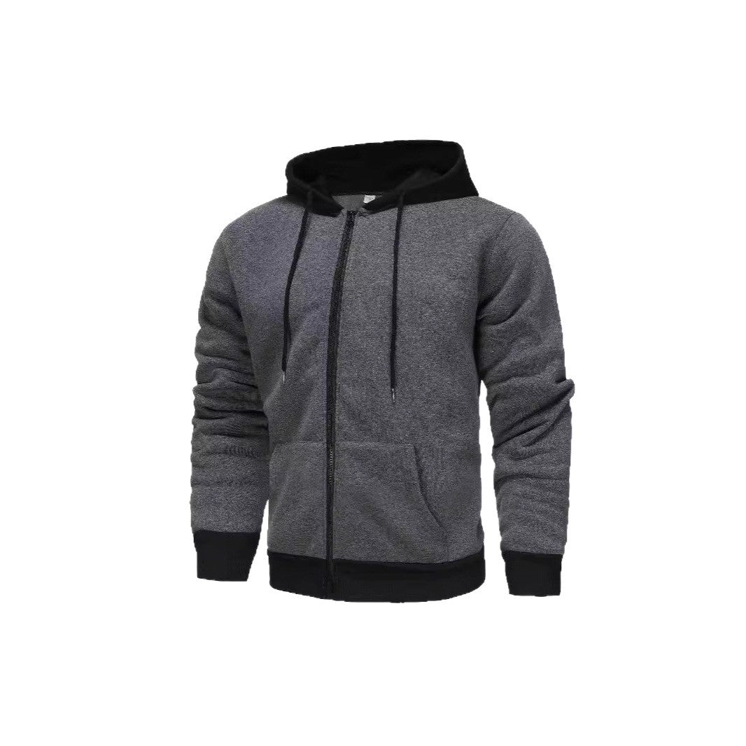 Herren Zip-Hoodie mit Kontrastfarbe und Kängurutasche Echoarchiv